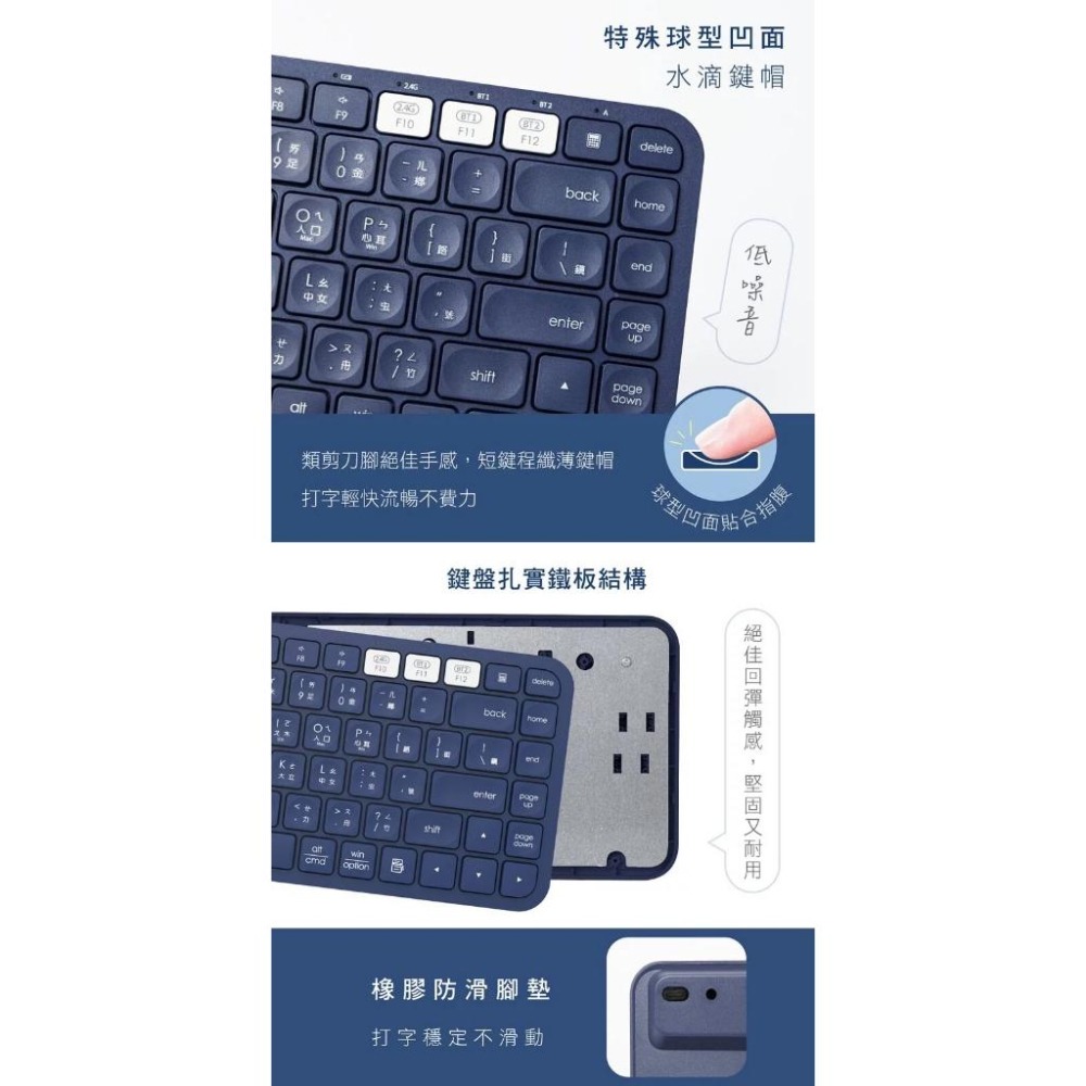 【KINYO 藍芽無線雙模鍵盤】同時配對3台裝置 低噪音鍵帽 小巧不占空間 藍芽鍵盤 無線鍵盤 底部防滑【LD679】-細節圖9