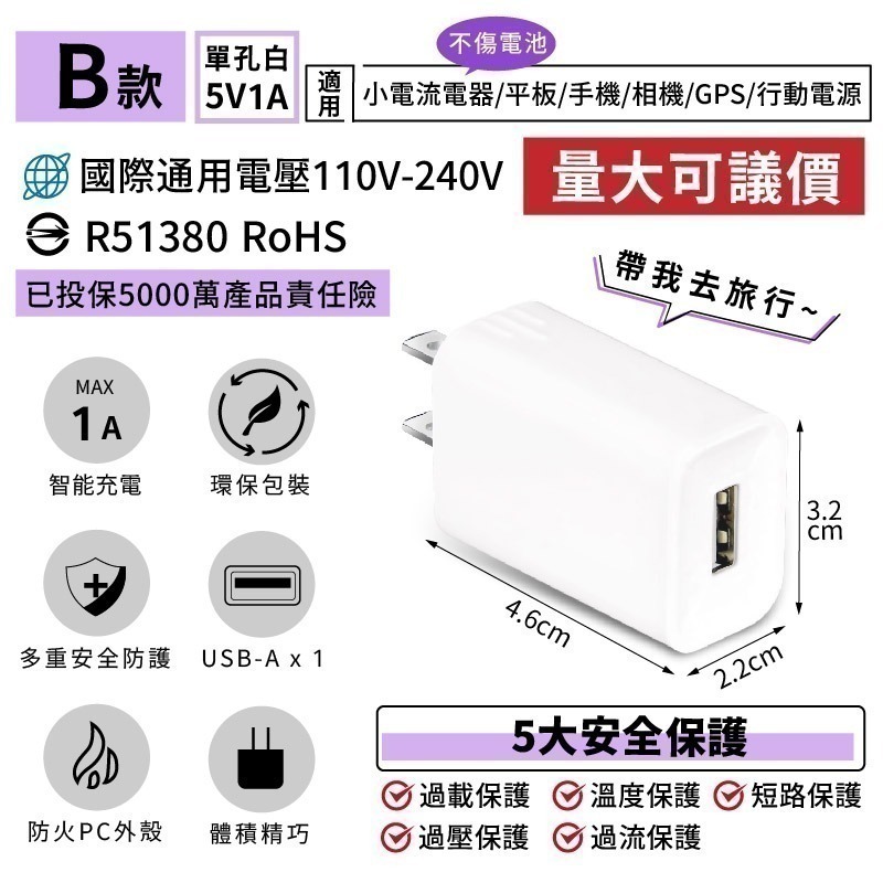 B款_單孔白5V1A(Ax1)