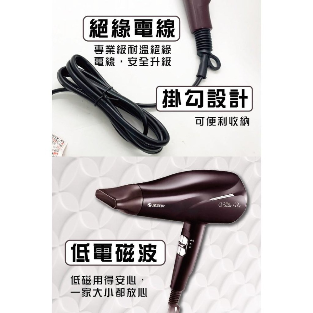 【達新牌 專業速乾吹風機】吹風機 達新牌 抗菌銀離子 低電磁波 超速乾 抗菌機身 大瓦數 BSMI認證合格【LD223】-細節圖8