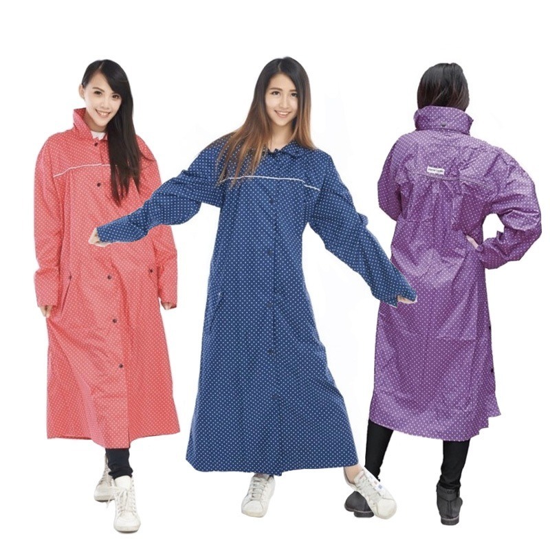 【點點雨衣(附收納袋) 】雨衣 拉鍊式雨衣 連身雨衣 前開式拉鍊雨衣 【LD400】-細節圖2