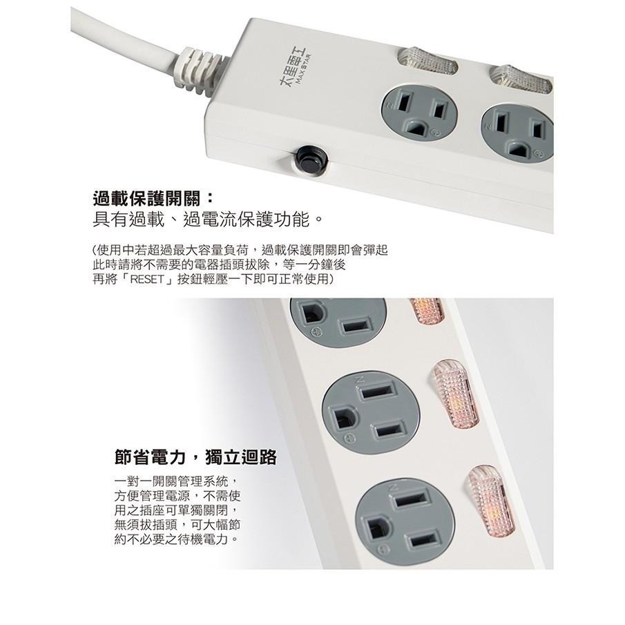 【3USB+4開4插3孔延長線】延長線 突波保護 USB最高輸出3.5A【LD535】-細節圖5