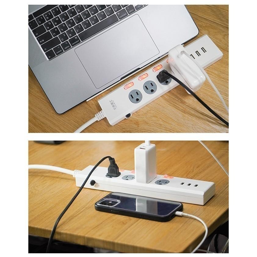 【3USB+4開4插3孔延長線】延長線 突波保護 USB最高輸出3.5A【LD535】-細節圖8