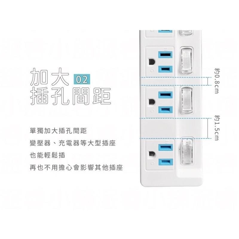 台灣製~安全第☝️附發票~特價~最新安規認證【過載斷電多開延長線】3開3 4開4 6開6 4尺 6尺 9尺【LD297】-細節圖9