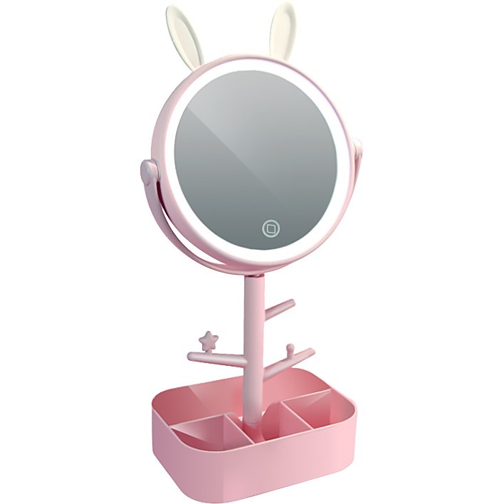 【LED置物美肌化妝鏡】化妝鏡 置物收納 USB供電 觸碰調光 白燈LED 360度旋轉鏡面 TP901【LD354】-規格圖9