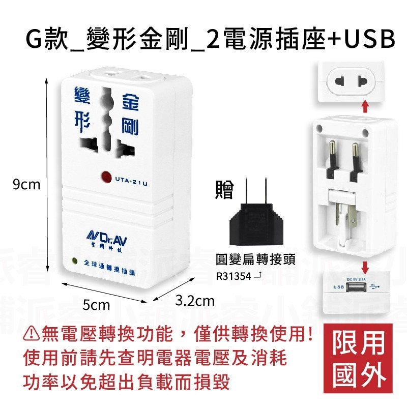 【聖岡科技 萬國轉換插頭】旅行轉換插 轉接頭 出國旅遊 來台旅遊 USB插座 插座 萬國轉接頭【LD814】-規格圖9