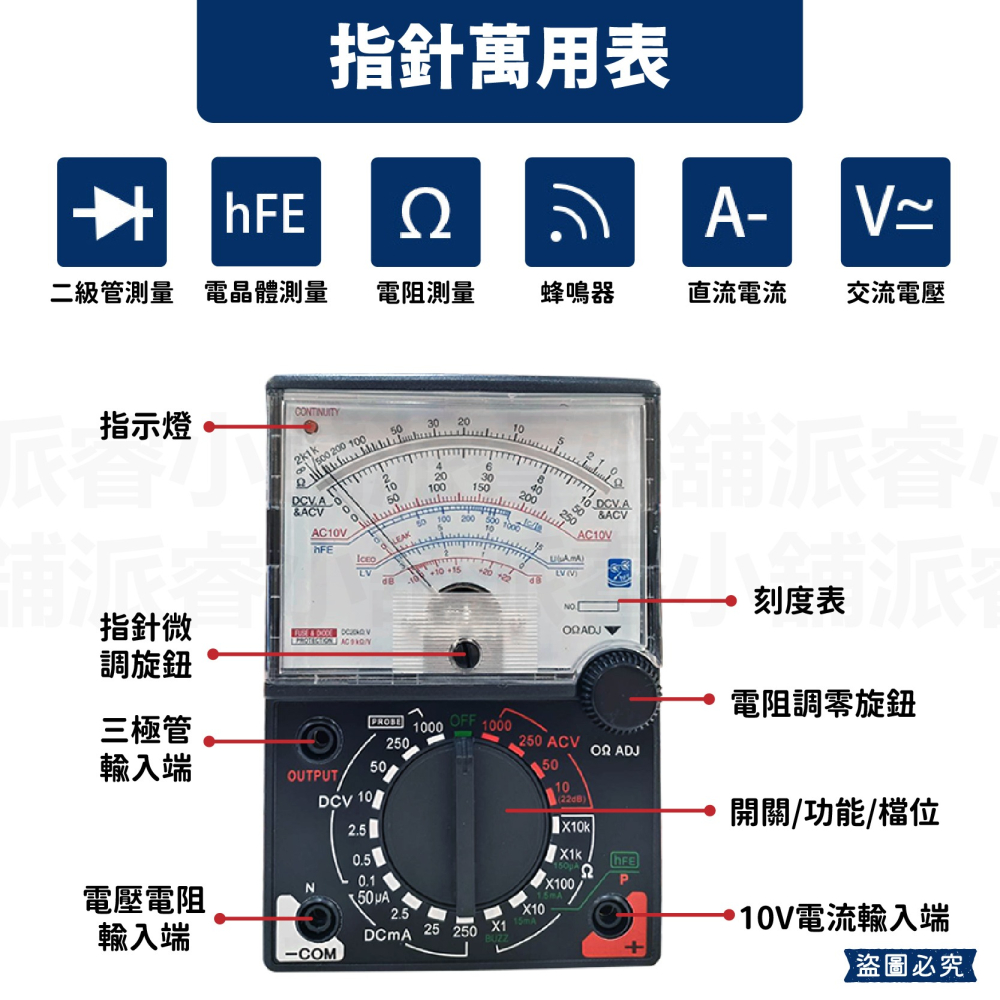 【多功能顯示萬用電表】電子電器維修 數位顯示 專業用錶 指針 工程師 電子表 檢測儀【LD1084】-細節圖4