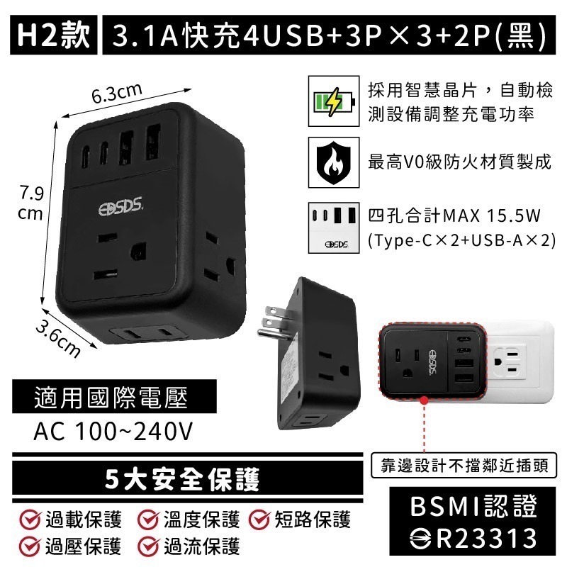 附發票~【USB節能分接插座】20W快充分接器 壁插 USB插座 插座擴充 插座 開關 擴充 防火材質【LD650】-規格圖9