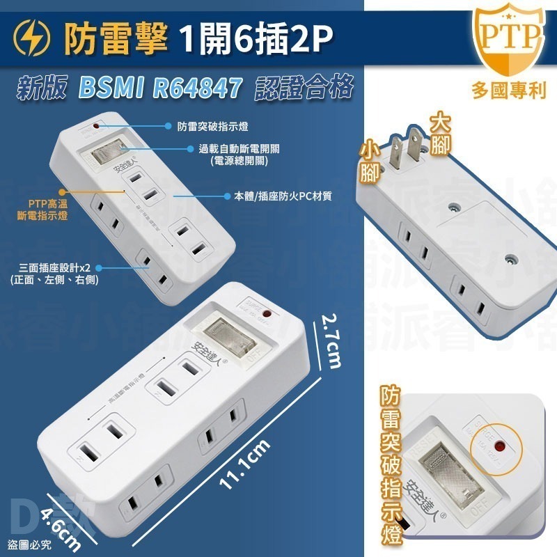【安全達人 PTP多款分接器】自動斷電 快充 兒童保護蓋 壁插 分接器 防火材質 PD+QC 20W【LD1104】-規格圖9