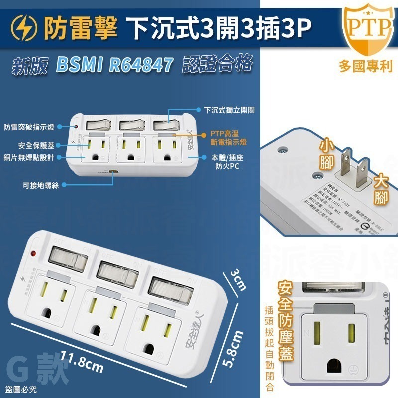 【安全達人 PTP多款分接器】自動斷電 快充 兒童保護蓋 壁插 分接器 防火材質 PD+QC 20W【LD1104】-規格圖9