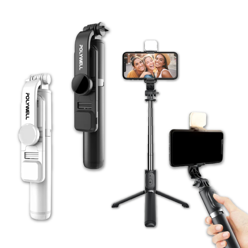 【POLYWELL 無線遙控補光自拍桿】 自拍棒 直播架 三腳支架 遙控器 藍牙 補光燈【LD1130】-細節圖2