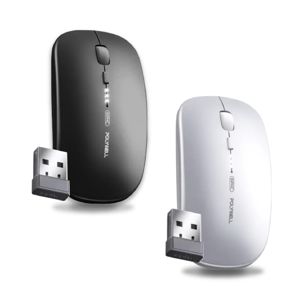 【POLYWELL 無線三模靜音滑鼠】2.4G USB充電 可調式光學CPI 自動休眠 充電滑鼠 靜音【LD1138】-細節圖2