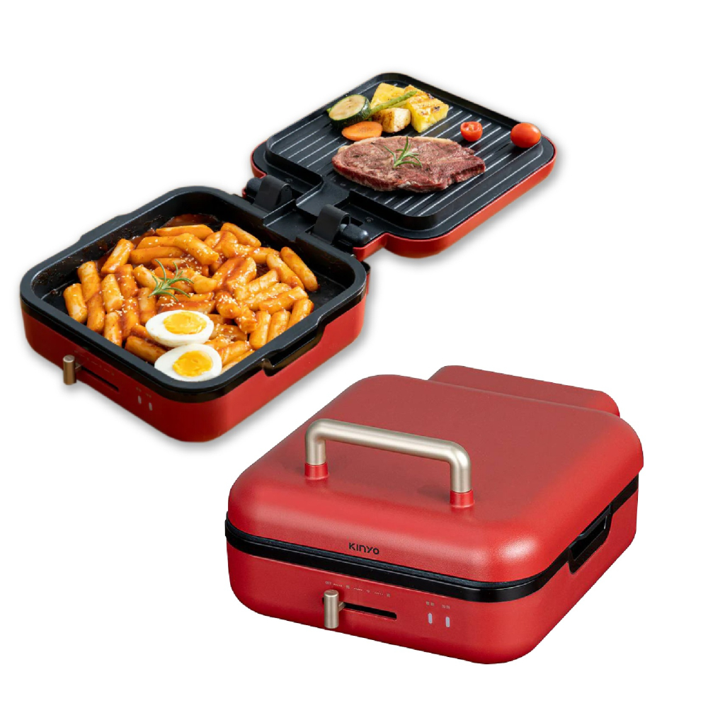 【KINYO 雙面折疊電烤盤】可折疊 過載斷電 電烤盤 烤盤 食品級 烤肉 BSMI認證【LD1146】-細節圖2