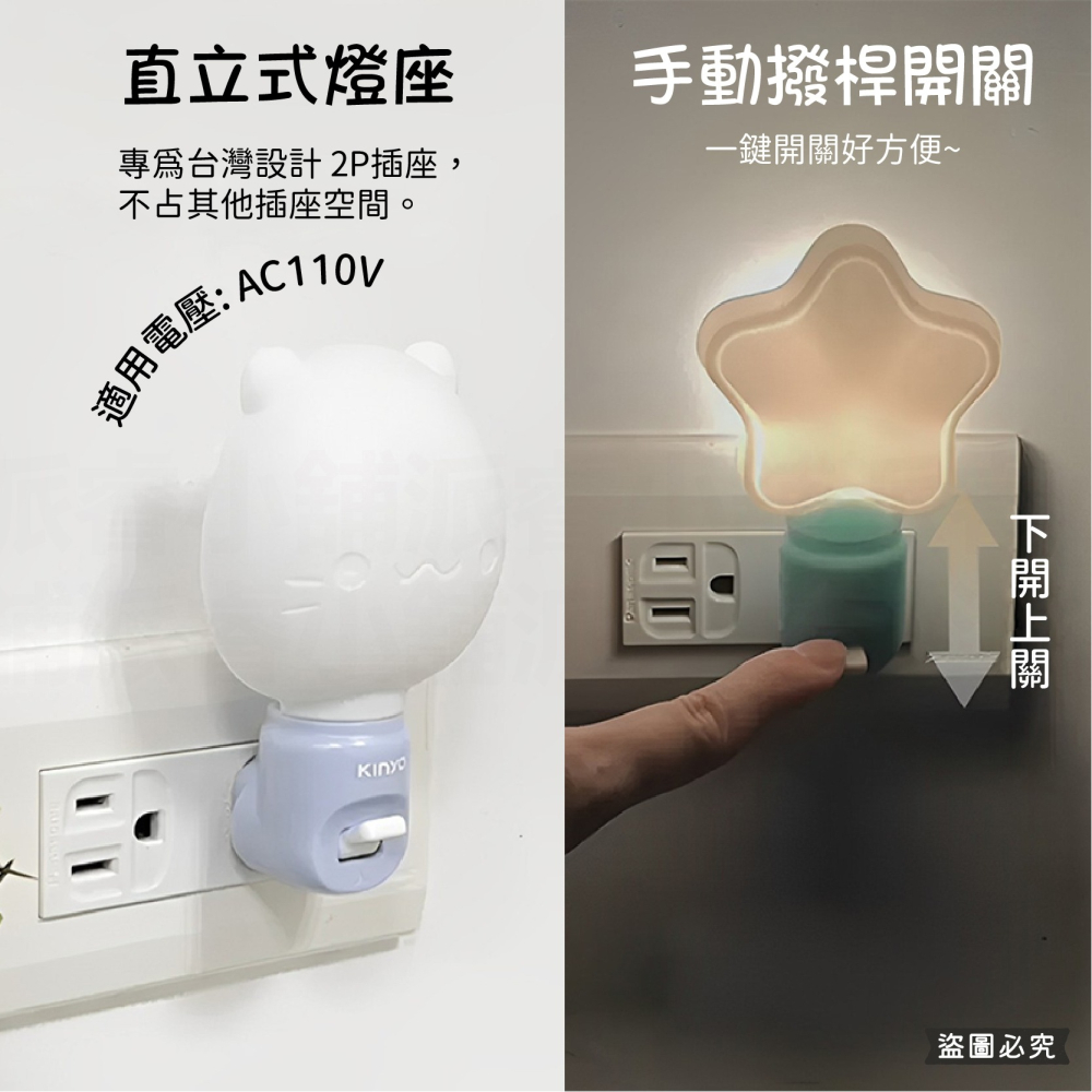 台灣製造【LED可愛造型小夜燈】2P插頭 小夜燈 可愛造型 可替換燈泡 E12燈泡 暖光 高阻燃【LD1162】-細節圖5