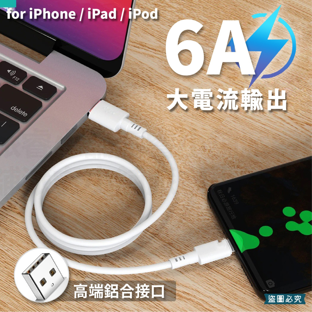 台灣製造 【6A極速快充傳輸線】6A快充線 充電線 USB 蘋果 TYPE-C 快充線 65cm  【LD1168】-細節圖4