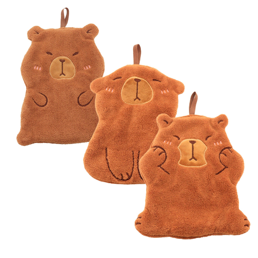 【卡皮巴拉珊瑚絨擦手巾】可愛造型 擦桌子 擦手巾 珊瑚絨 吸水 掛式擦手巾 水豚 超強吸水 【LD1175】-細節圖2