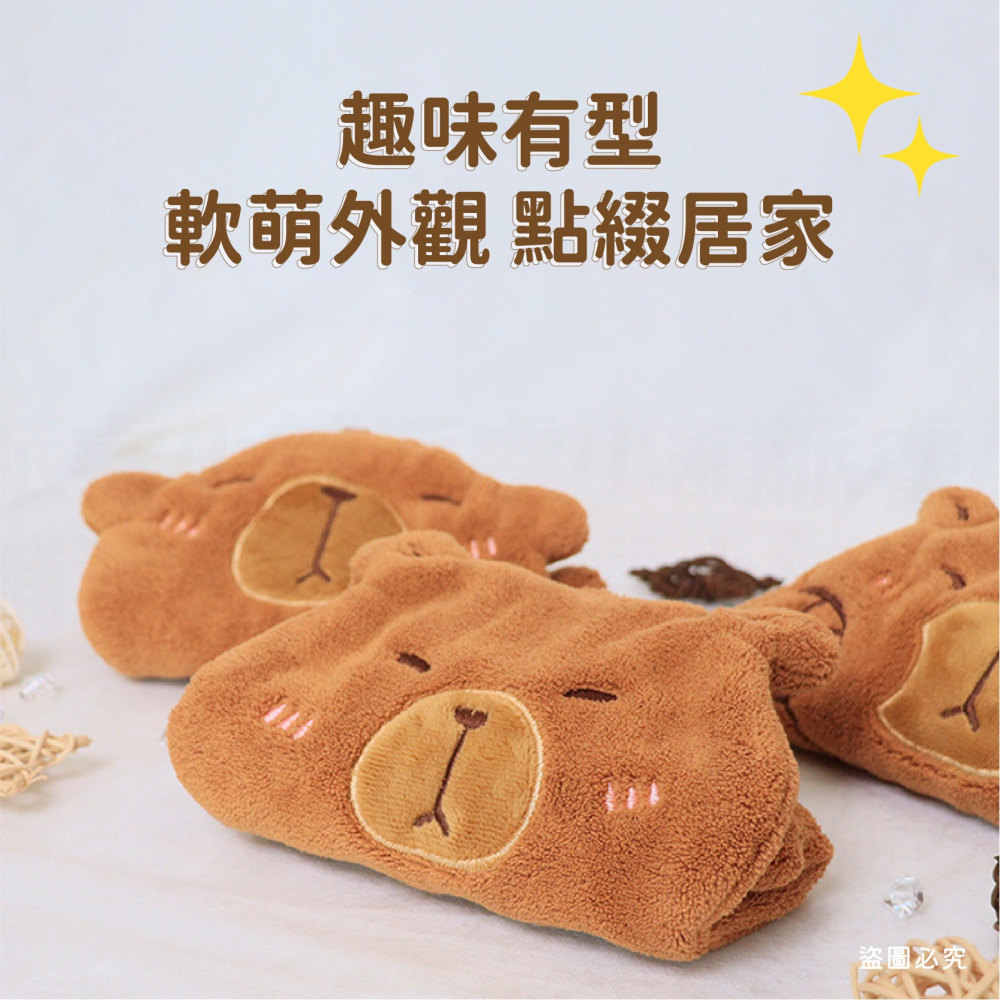 【卡皮巴拉珊瑚絨擦手巾】可愛造型 擦桌子 擦手巾 珊瑚絨 吸水 掛式擦手巾 水豚 超強吸水 【LD1175】-細節圖8