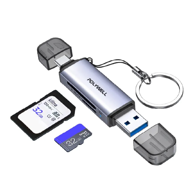 【POLYWELL USB3.0 高速讀卡機】USB Type-C 附掛繩 5G高速傳輸 BSMI認證 【LD1188】-細節圖2