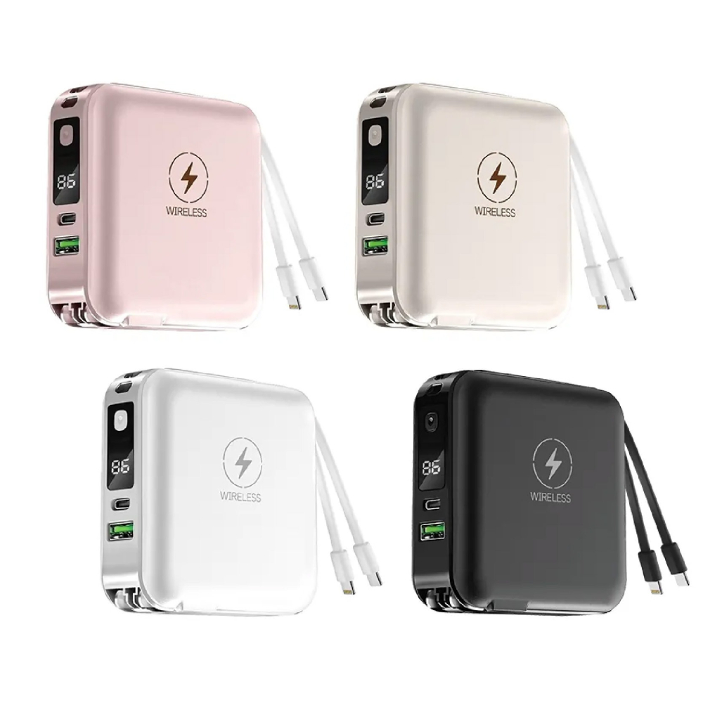 【KINYO 12000mAh 7 in 1雙線夾心行動電源】充電器 手機支架 Type-C 蘋果 【LD1196】-細節圖2