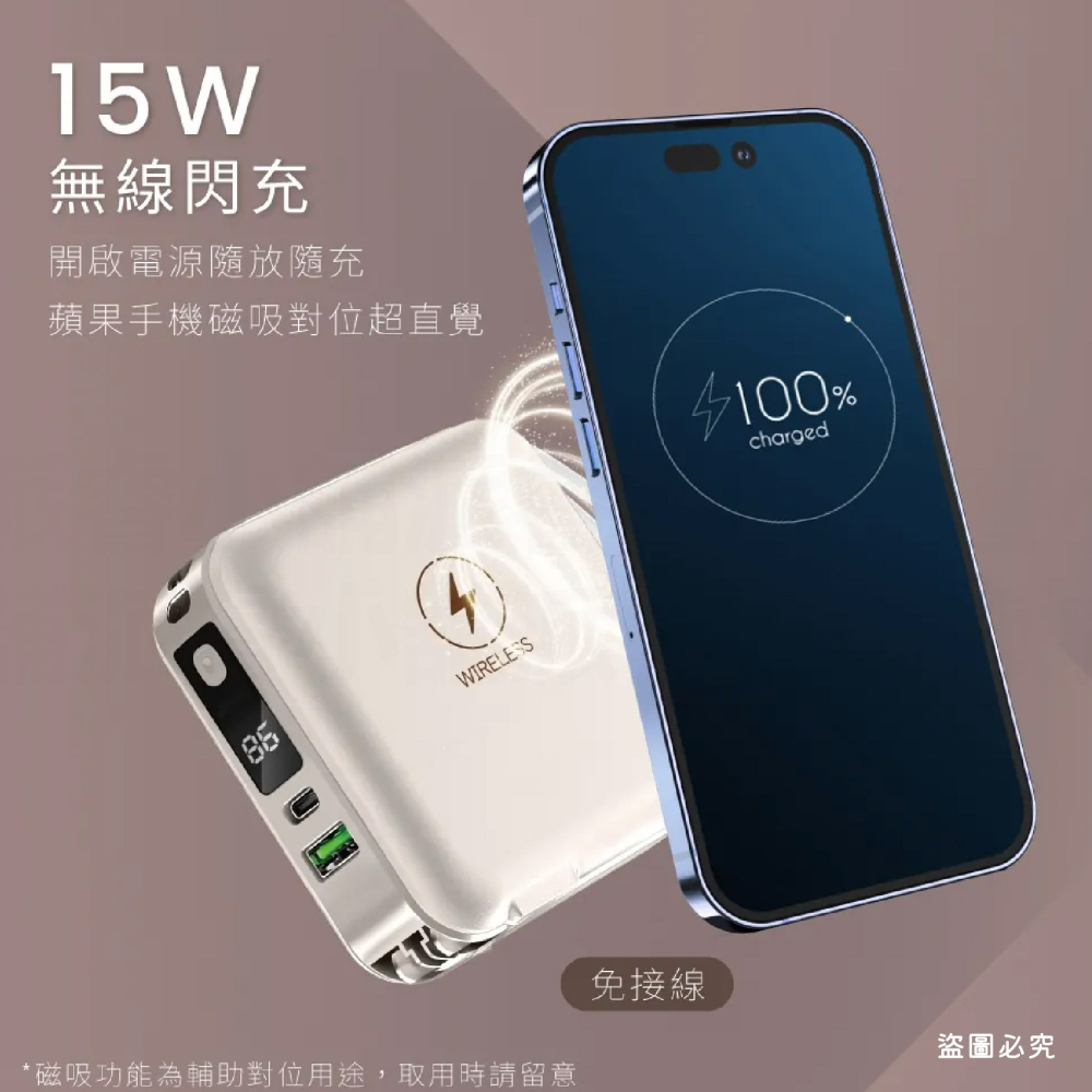 【KINYO 12000mAh 7 in 1雙線夾心行動電源】充電器 手機支架 Type-C 蘋果 【LD1196】-細節圖3