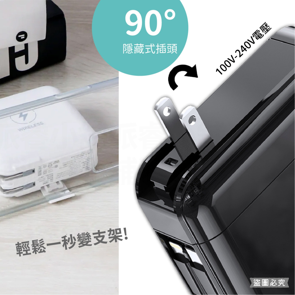 【KINYO 12000mAh 7 in 1雙線夾心行動電源】充電器 手機支架 Type-C 蘋果 【LD1196】-細節圖4