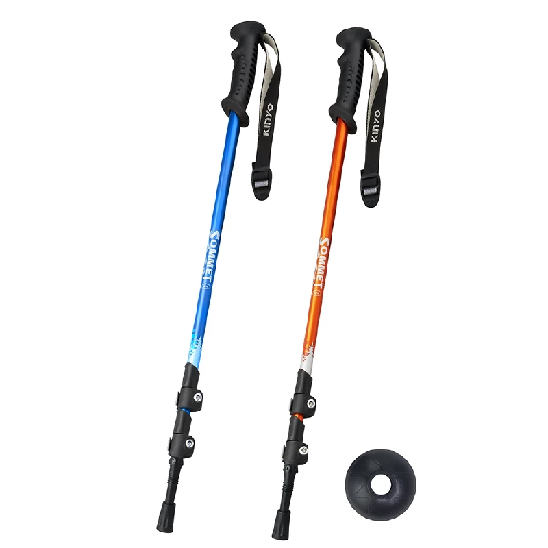 【KINYO 三節鋁合金伸縮登山杖】防滑手把 伸縮 67-135cm 登山必備 鋁合金 附阻泥板【LD1211】-細節圖2