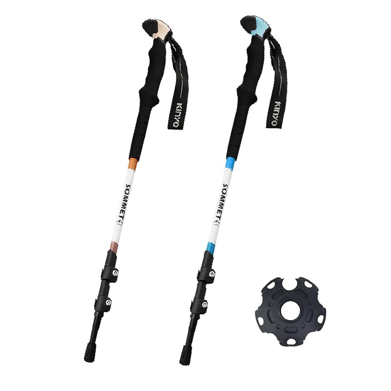 【KINYO 航太鋁合金伸縮式登山杖】摺疊 伸縮  登山必備 鋁合金 附阻泥板 防滑手把 【LD1217】-細節圖2