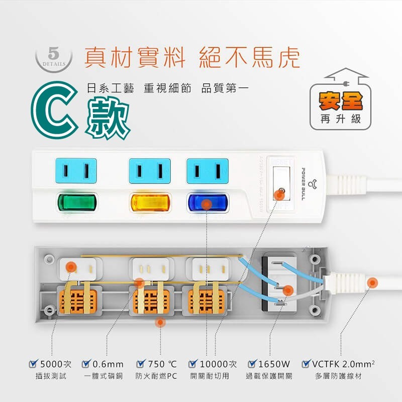 【出清大特價 聖岡2P延長線】日本設計 過載斷電 USB快充 快充延長線 延長線 2P 中繼線【LD1270】-細節圖4