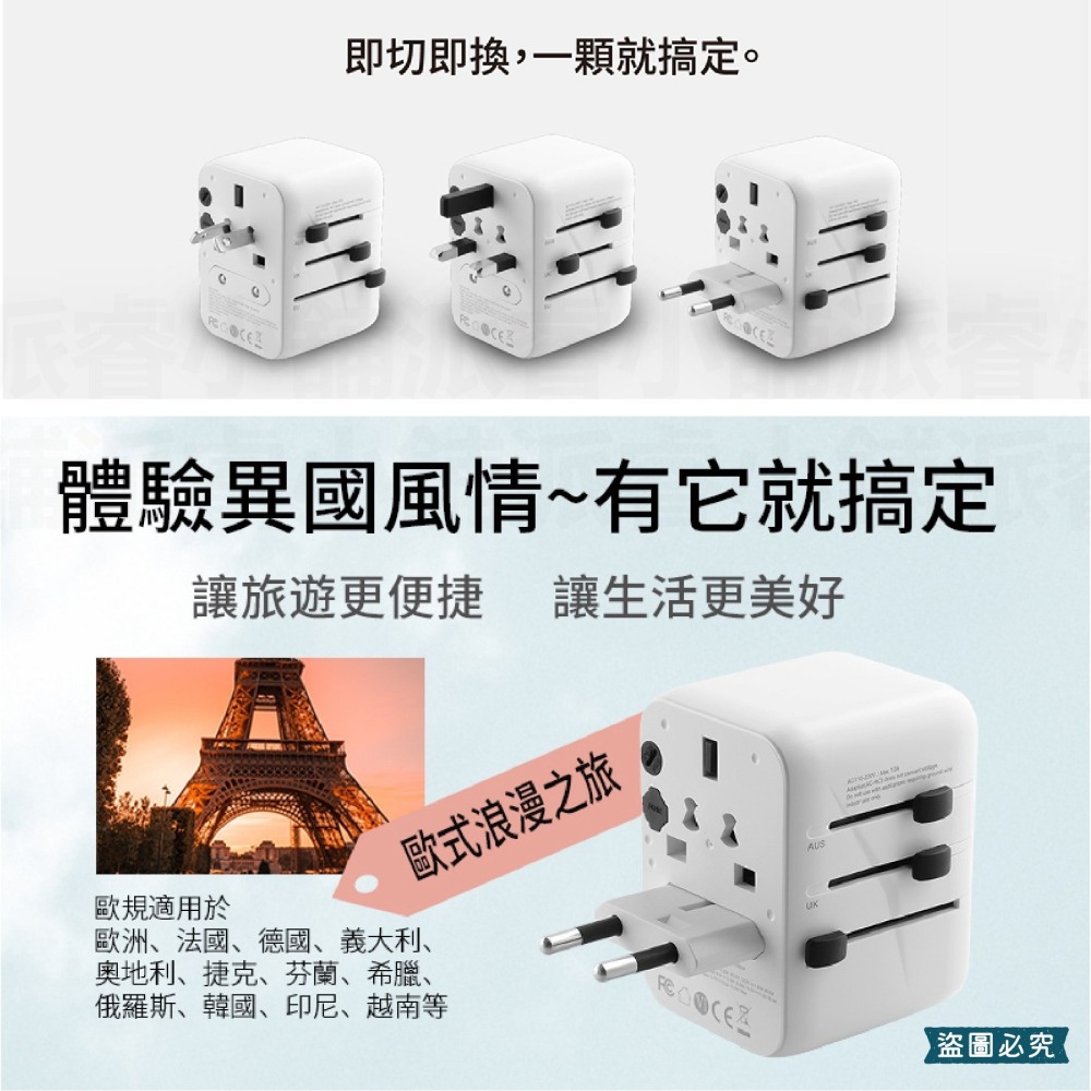 【太星電工 氮化鎵USB+萬國轉換插頭】轉換插頭 出國旅遊 萬國轉接頭 國外插頭 USB插座 旅行插頭【LD1121】-細節圖3