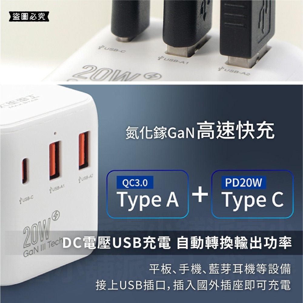 【太星電工 氮化鎵USB+萬國轉換插頭】轉換插頭 出國旅遊 萬國轉接頭 國外插頭 USB插座 旅行插頭【LD1121】-細節圖5