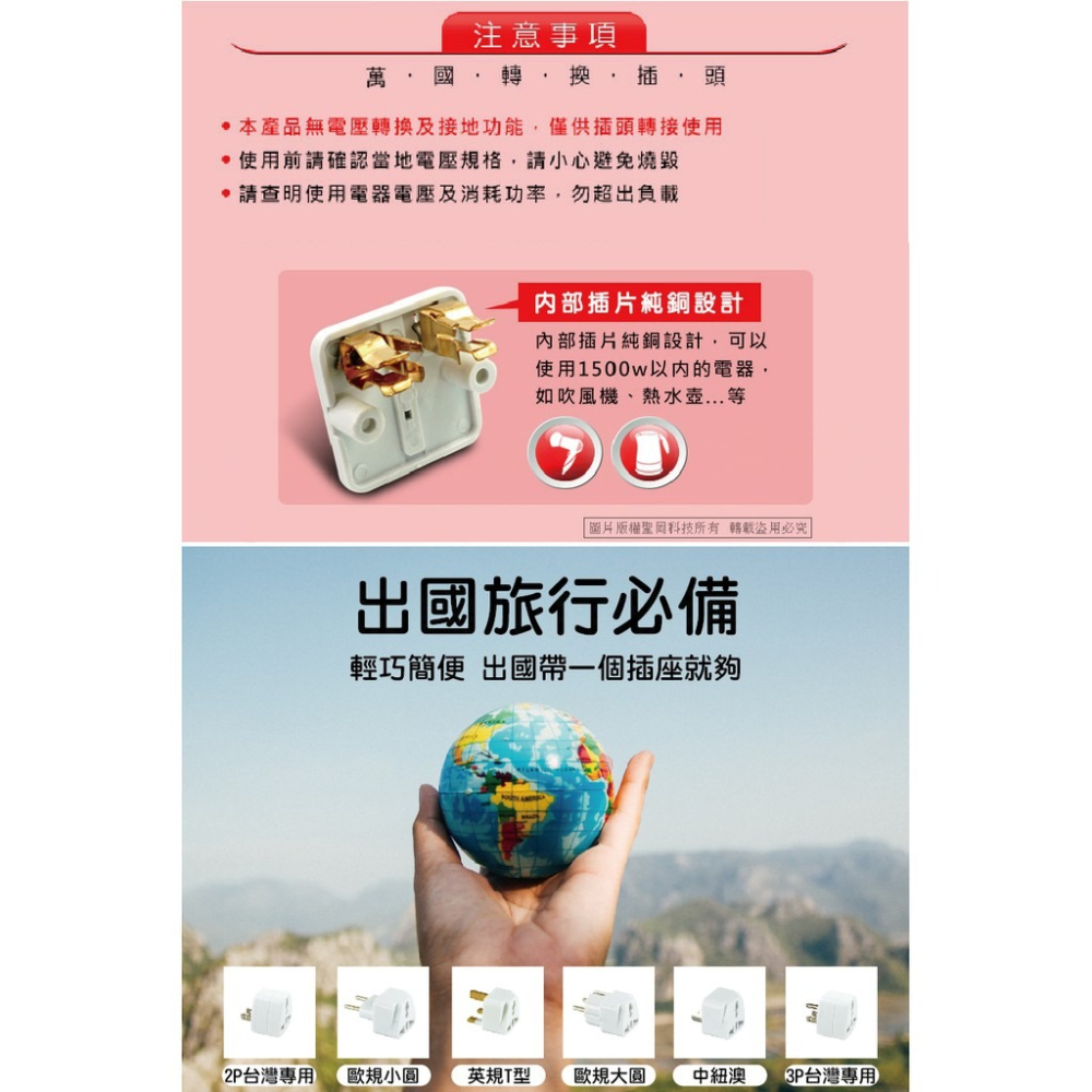 【聖岡科技 萬國轉換插頭】轉換頭/插頭/國外旅遊/插座轉換/插座/UTA-53.62.71【LD196】-細節圖3