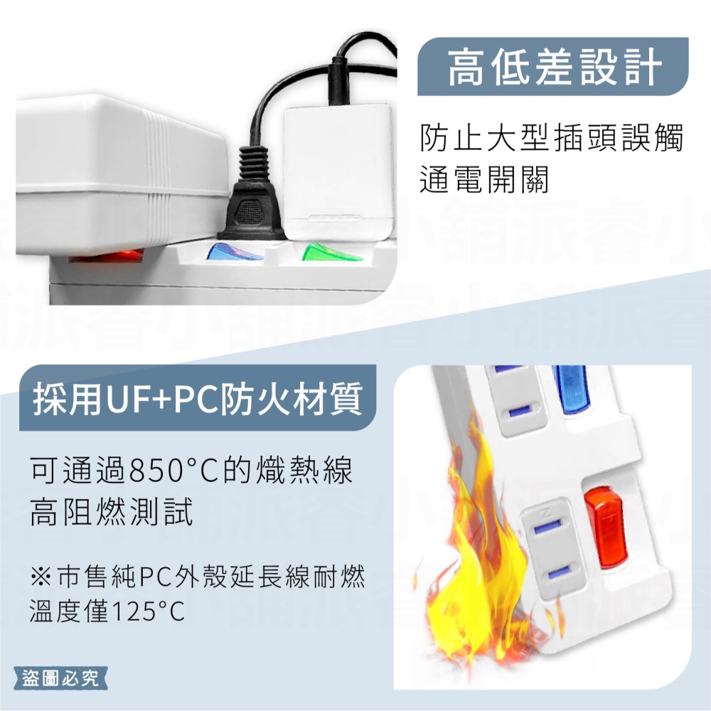 【MAYKA 2孔延長線】 防雷擊突波吸收 獨特插孔防塵蓋設計 延長線 平貼式 節能 延長線 2P【LD489】-細節圖5