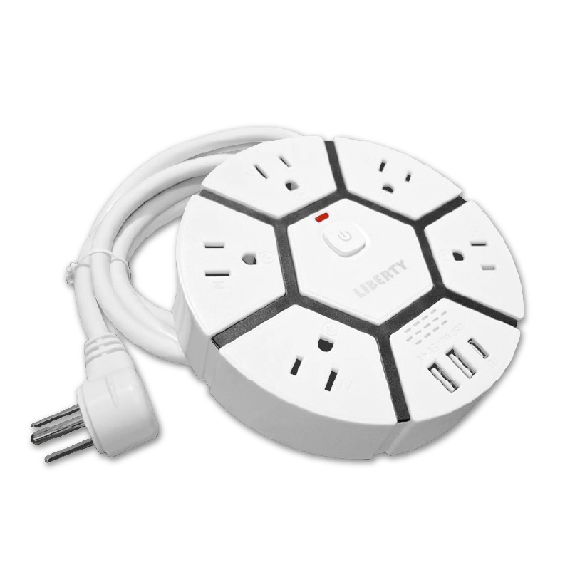 【利百代 蜂巢圓盤1開5插20W快充延長線1.8M】延長線 USB充電 PD 18W快充 總開關 3P【LD1333】-細節圖2