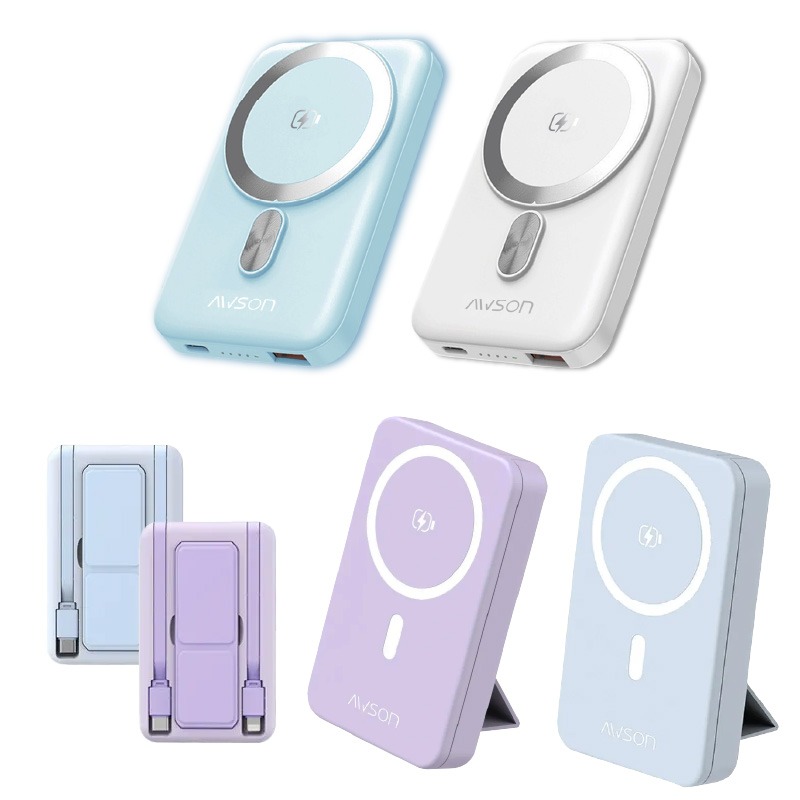 【AWSON日本歐森 5000/10000mAh磁吸無線充】 自帶線 迷你 磁吸充電 行動電源 20W【LD1354】-細節圖2