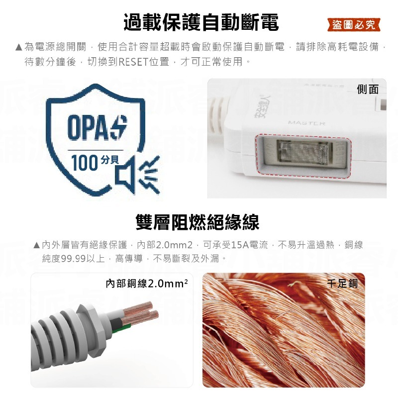 【BiBi聲AI過載警報延長線】1.8M 2.7M 總開關 獨立開關 過載蜂鳴 100分貝警鈴 延長線【LD1368】-細節圖4