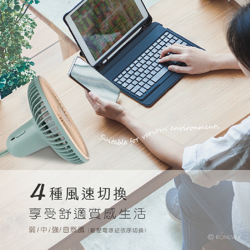 【RONEVER 小夜燈遙控風扇】3M遙控距離 USB風扇 桌立風扇 遙控風扇 可懸掛風扇 小風扇 電扇【LD1406】-細節圖3