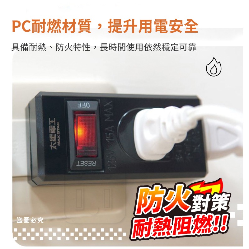 太星電工【鎢金剛/白金剛2P/3P安全開關分接器】過載自動斷電 過載保護 防火 總開關 省電 3轉2 【LD1461】-細節圖5