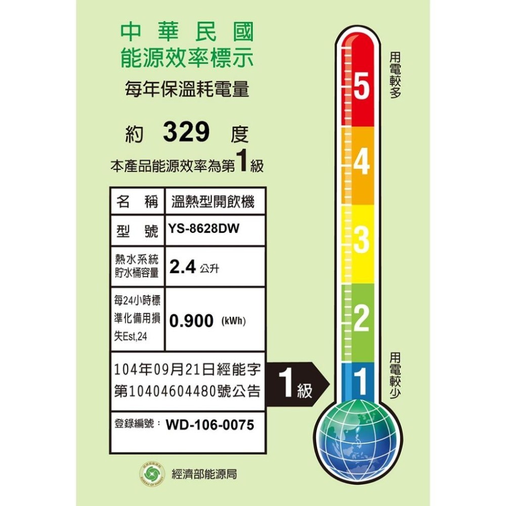 【元山牌】觸控式濾淨溫熱開飲機 (YS-8628DW)-細節圖2