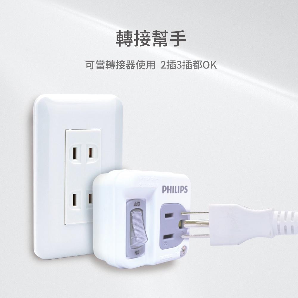 【Philips 飛利浦】1開1插 3孔 防火分接式插座(CHP3010W)台灣製 3轉2-細節圖4