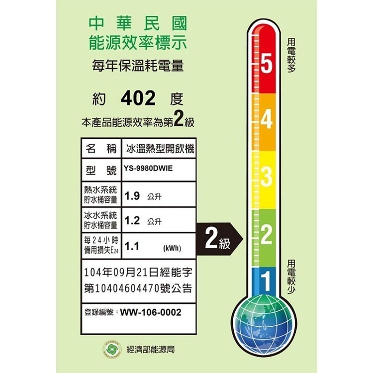 【元山牌】防火微電腦蒸汽式冰溫熱開飲機(YS-9980DWIE)-細節圖2