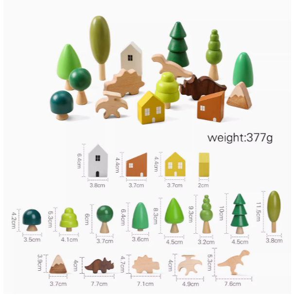 木質森林恐龍 ღ 兒童玩具 木質玩具 森林系 木質森林 小人偶 樹木森林-細節圖2