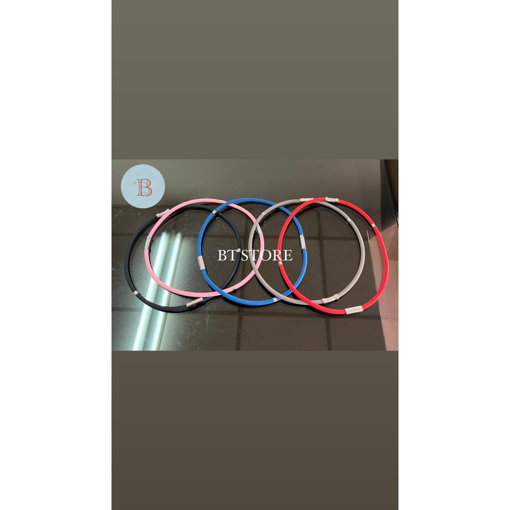 防靜電矽膠項圈  負離子能量男女鈦鋼磁扣項鍊  運動頸環-細節圖2