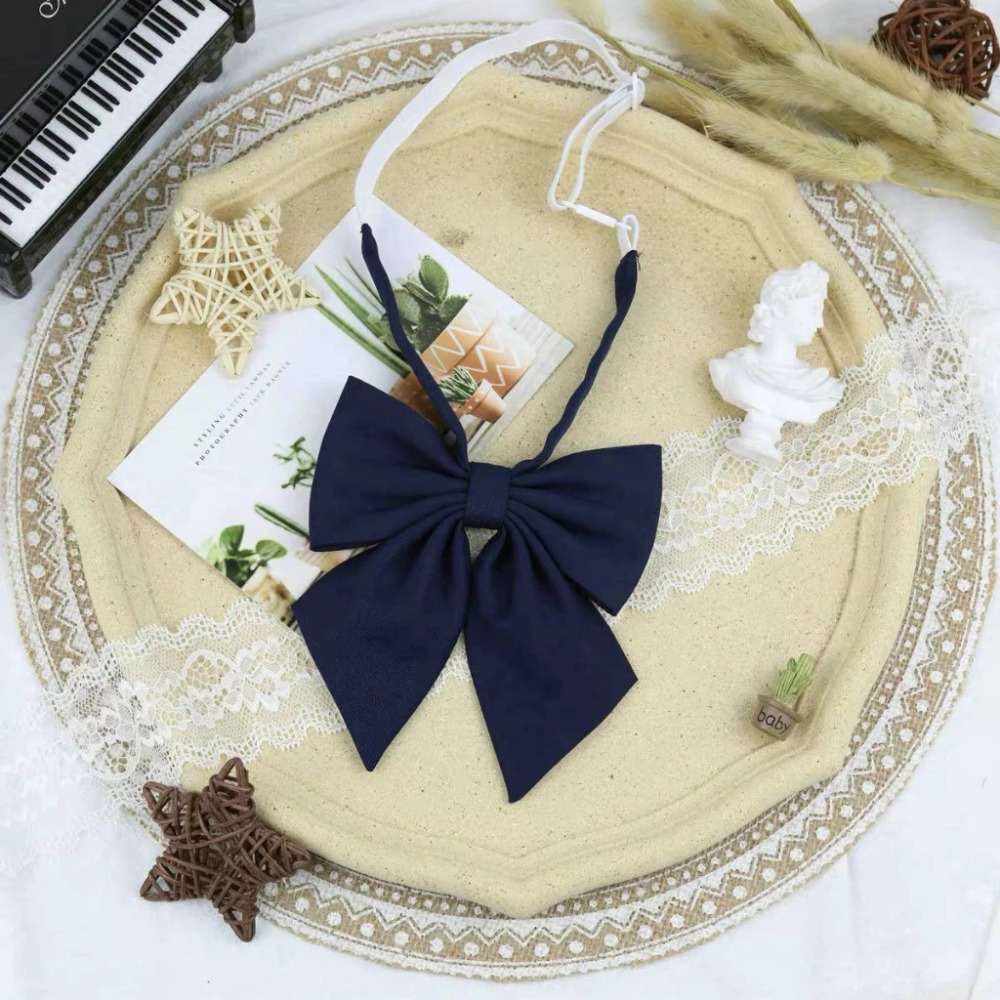 台灣現貨丨Cosplay 多色 領結 JK制服 學生領花 水手服小物 羽根紺色 純色 日系 配飾 配件 蝴蝶結 領飾-規格圖1