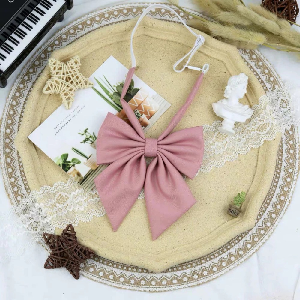 台灣現貨丨Cosplay 多色 領結 JK制服 學生領花 水手服小物 羽根紺色 純色 日系 配飾 配件 蝴蝶結 領飾-規格圖1