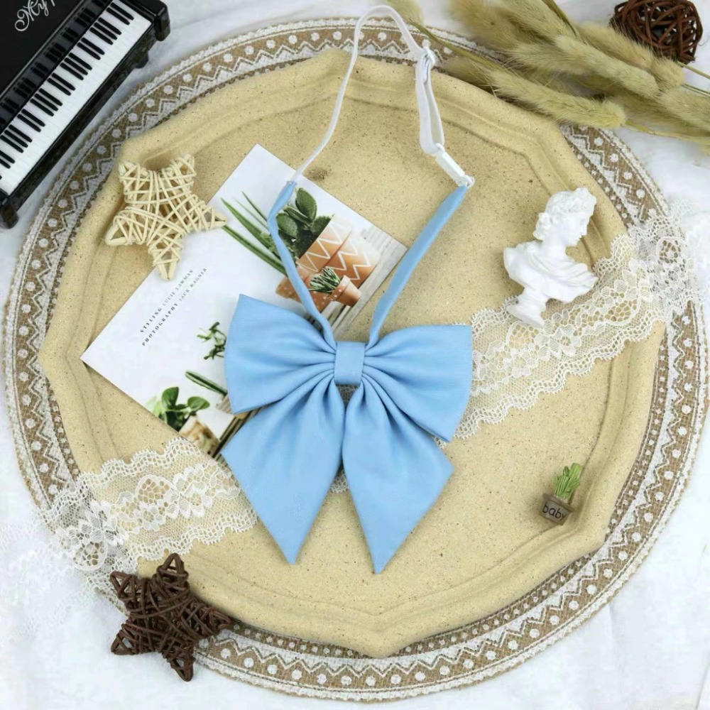 台灣現貨丨Cosplay 多色 領結 JK制服 學生領花 水手服小物 羽根紺色 純色 日系 配飾 配件 蝴蝶結 領飾-規格圖1