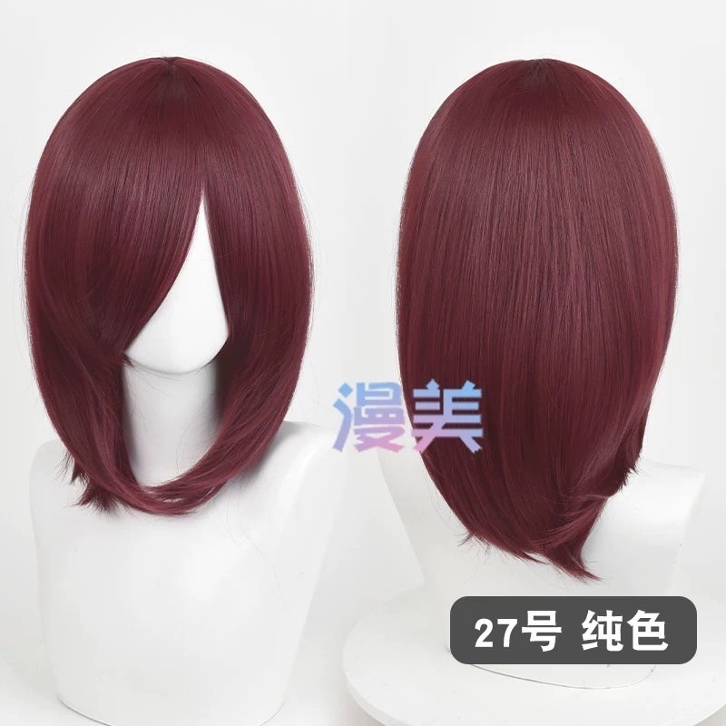 台灣現貨丨多色 Cosplay/Cos 假髮 萬用款 40cm 收臉 髮尾內收 短髮 中長髮 少女 直髮 瀏海-規格圖2