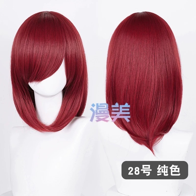 台灣現貨丨多色 Cosplay/Cos 假髮 萬用款 40cm 收臉 髮尾內收 短髮 中長髮 少女 直髮 瀏海-規格圖2