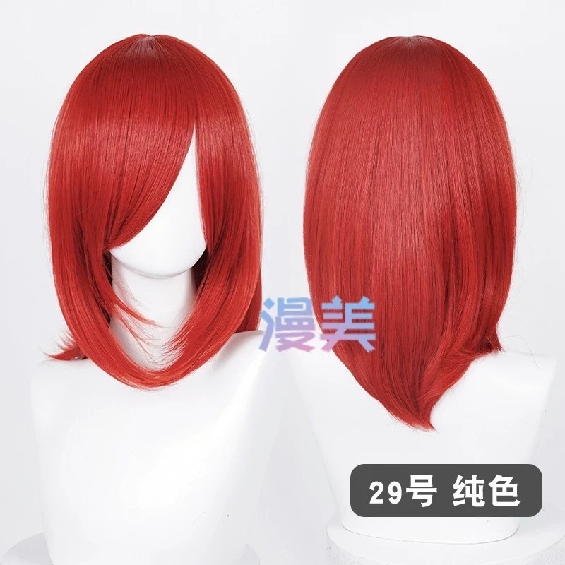 台灣現貨丨多色 Cosplay/Cos 假髮 萬用款 40cm 收臉 髮尾內收 短髮 中長髮 少女 直髮 瀏海-規格圖2