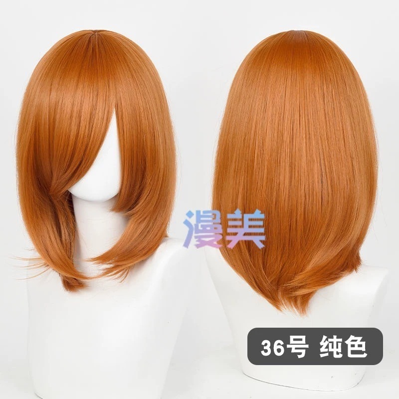 台灣現貨丨多色 Cosplay/Cos 假髮 萬用款 40cm 收臉 髮尾內收 短髮 中長髮 少女 直髮 瀏海-規格圖2