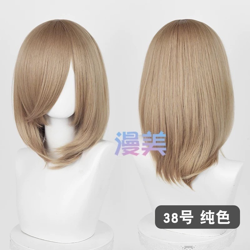 台灣現貨丨多色 Cosplay/Cos 假髮 萬用款 40cm 收臉 髮尾內收 短髮 中長髮 少女 直髮 瀏海-規格圖2