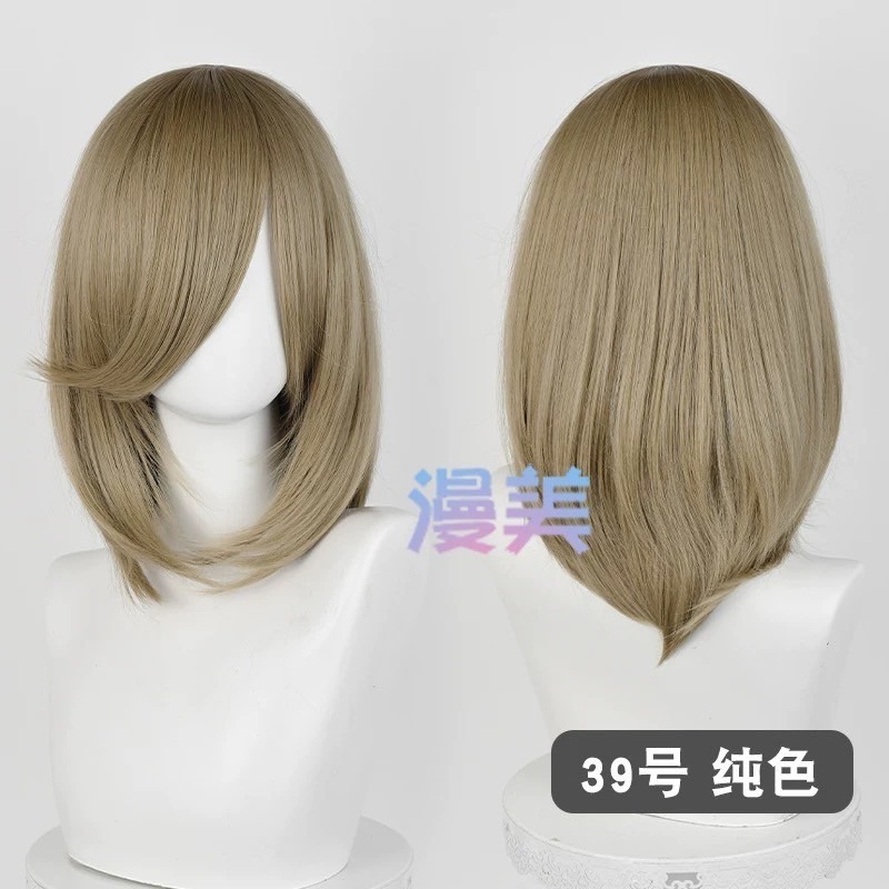 台灣現貨丨多色 Cosplay/Cos 假髮 萬用款 40cm 收臉 髮尾內收 短髮 中長髮 少女 直髮 瀏海-規格圖2